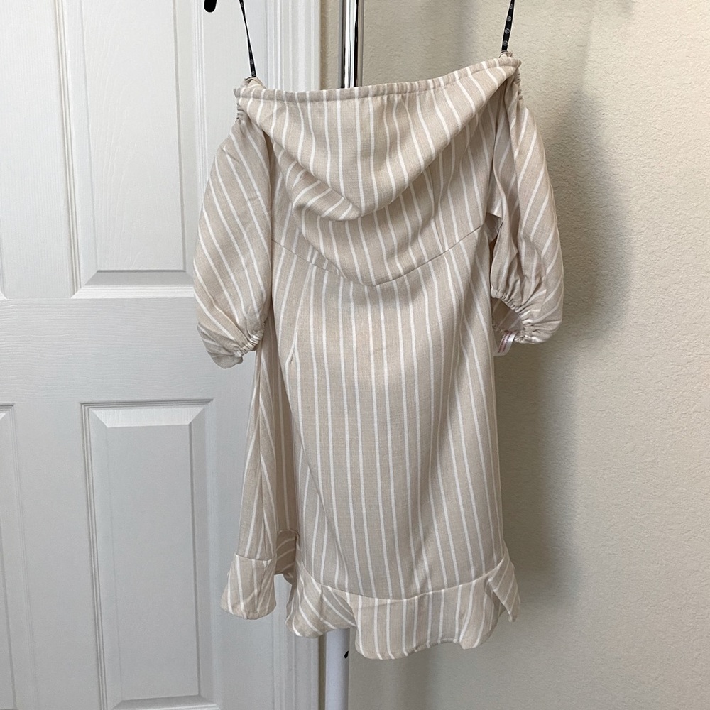 Stripe ruffle mini dress